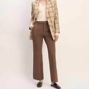 Everlane Bi-Stretch Flare Brown Pant Trouser Straight Leg in Cocoa Size 4